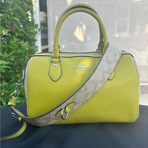Coach Green Satchel with Silver Accents